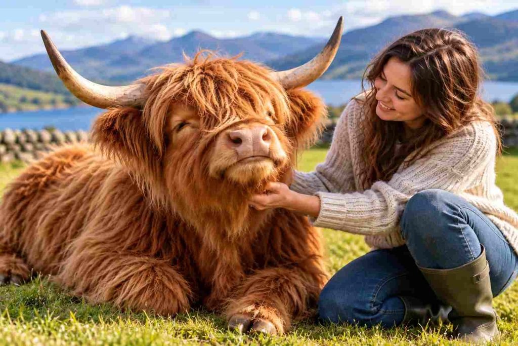 mini Highland Cow by the Loch