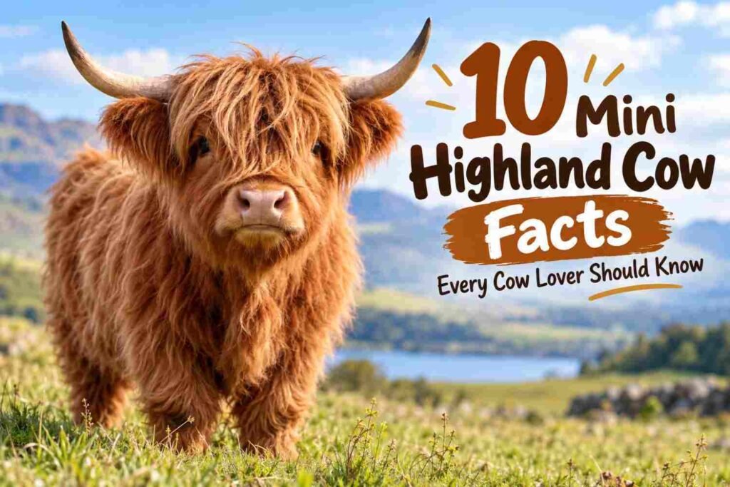 mini highland cow fact in countryside